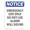 Signmission OSHA Notice, 7" Height, Emergency Exit Only Do Not Use Sign, 7" X 5", Portrait OS-NS-D-57-V-11817 - alternate 1